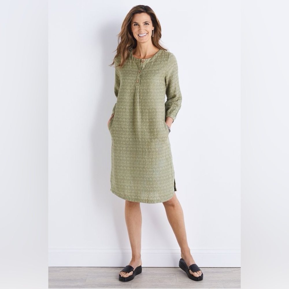 Soft Surroundings Linen Cotton Blend Marcellina Shirtdress Dress Size M 2DD60 - Picture 1 of 9